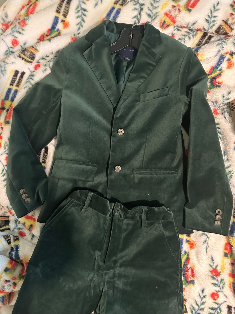 Janie and Jack Deep Green Velvet Blazer & Pants Set